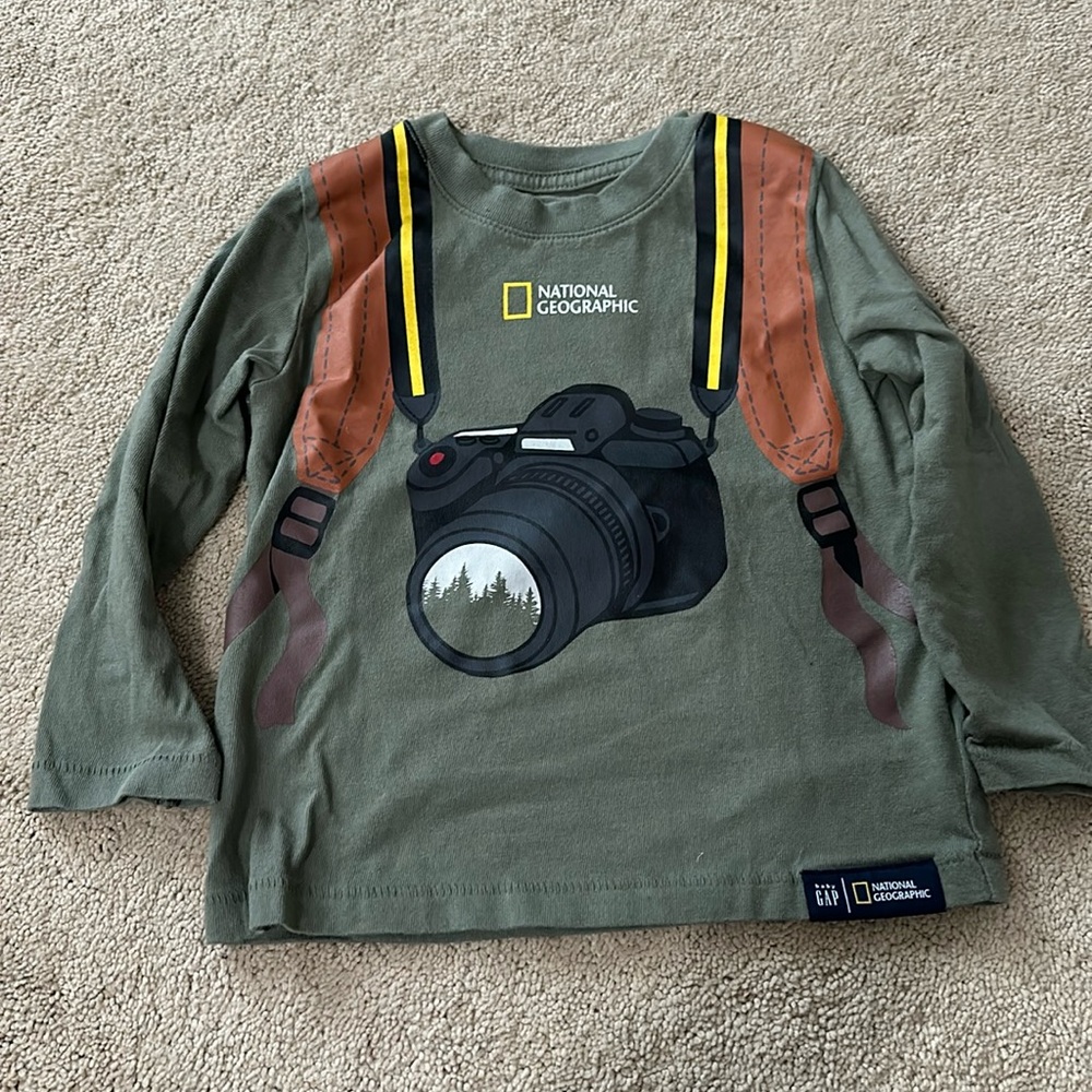 Baby Gap National Geographic Camera/Backpack Long Sleeve Shirt